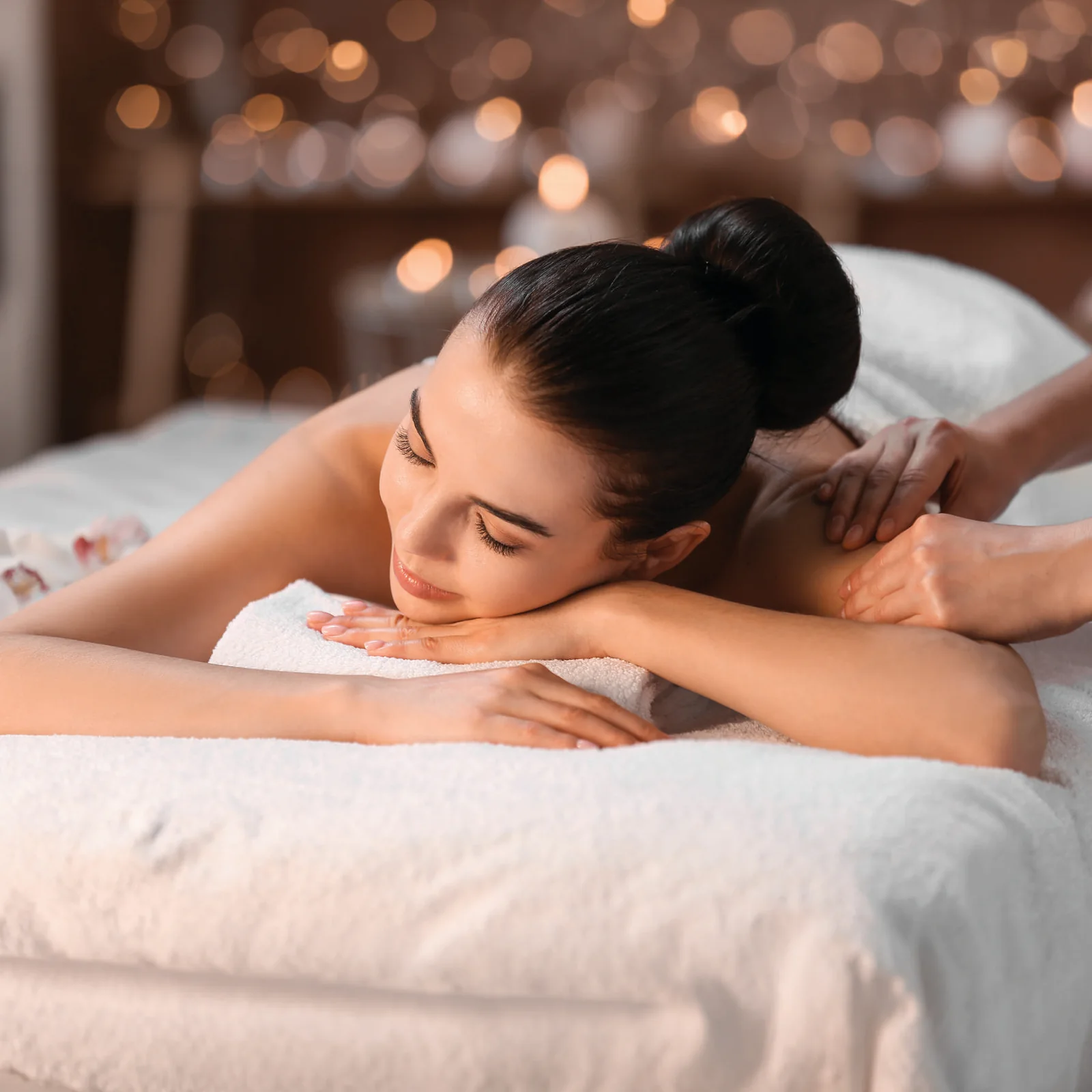 Massage treatment room at The Aura Spa in the Purva Orient Grand rooftop club