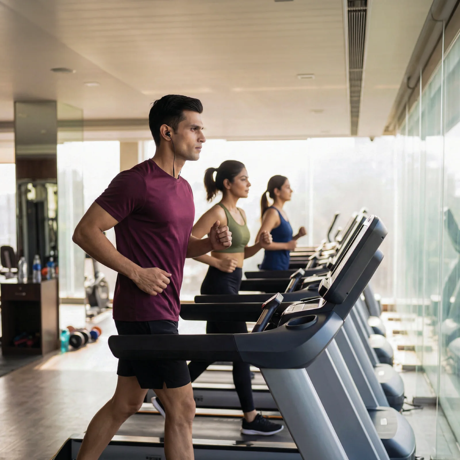 Treadmills in the Body Core Fitness Studio at Purva Orient Grand